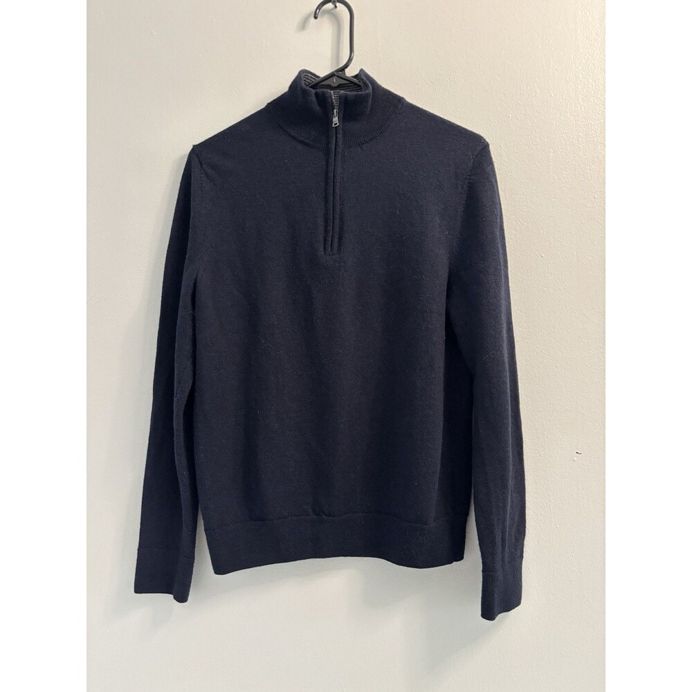 Express Navy Extra Fine Merino Wool Quarter Zip Sweater Men M (Fits Small/XS)